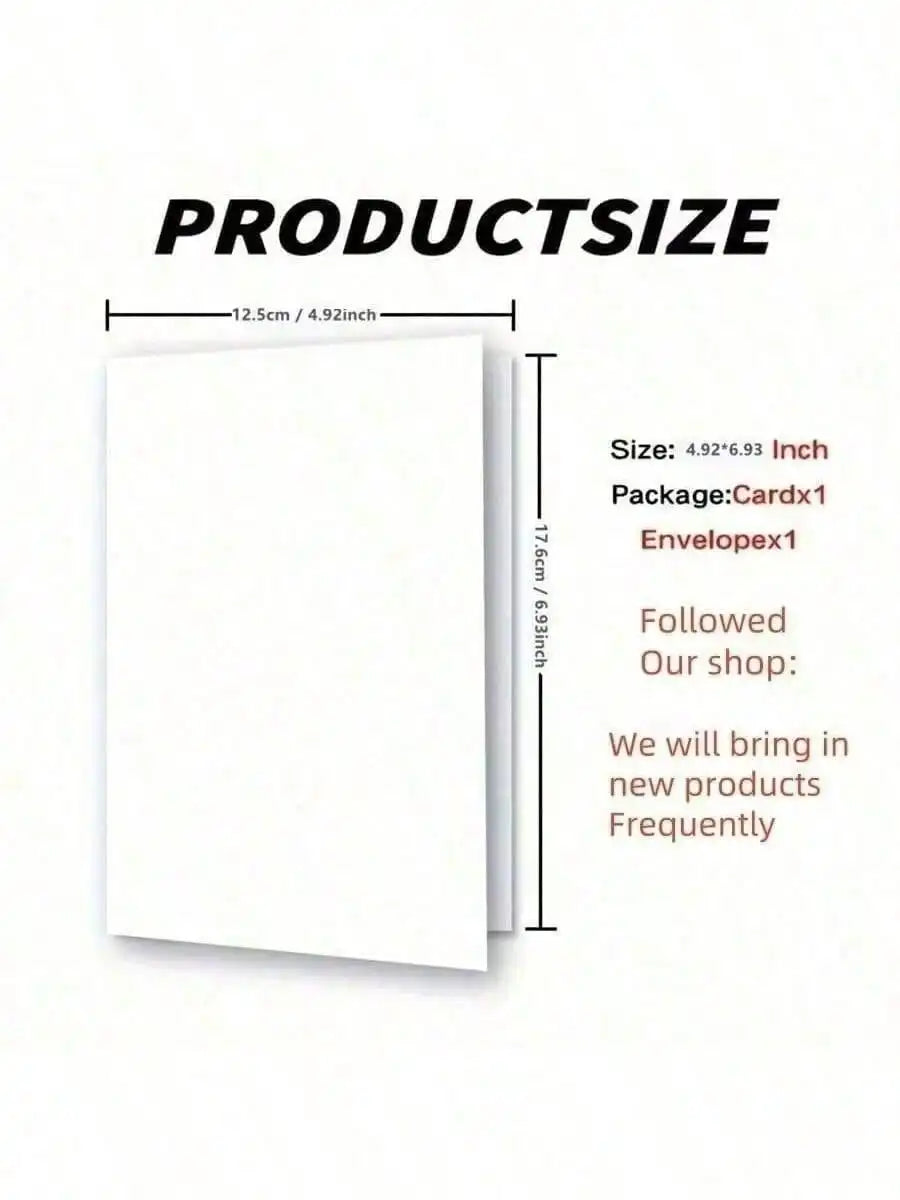 Wedding card product size diagram with envelope measurements