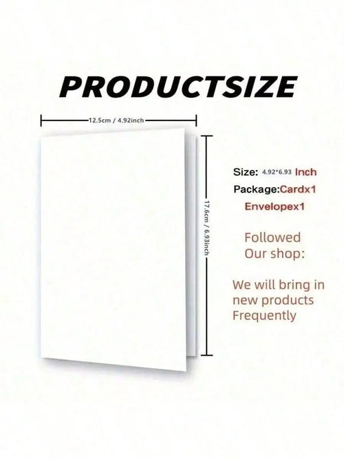 Wedding card product size diagram with envelope measurements