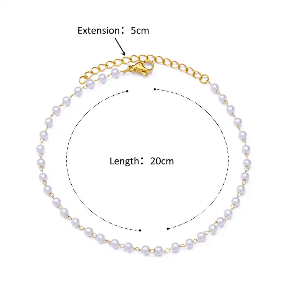Pearl station bracelet size diagram showing 20cm length and 5cm extension