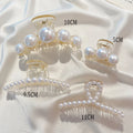 Mixed set of pearl bead hair claw clips with round pearls and clear prongs