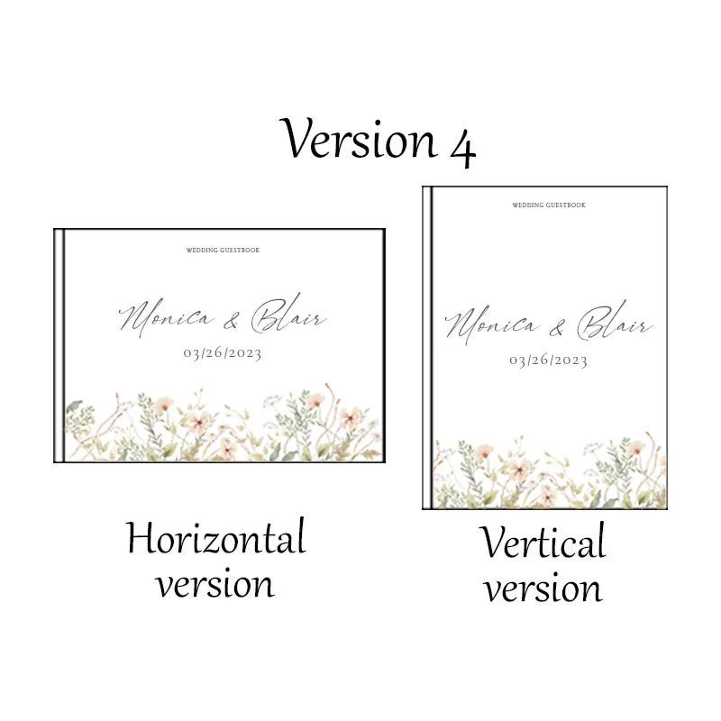 Wedding guest book layout options for Version 4: horizontal and vertical versions