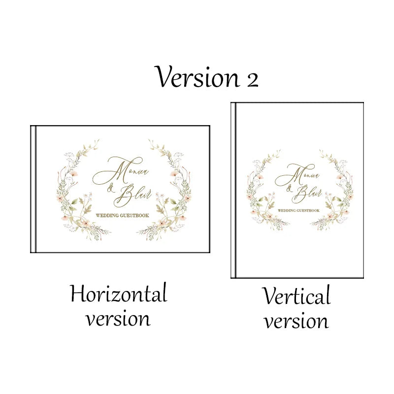 Wedding guest book layout options for Version 2: horizontal and vertical versions