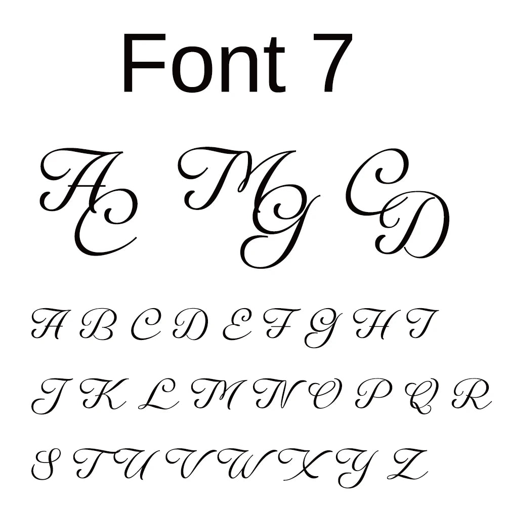 Font 7 monogram alphabet chart with uppercase and lowercase letter styles
