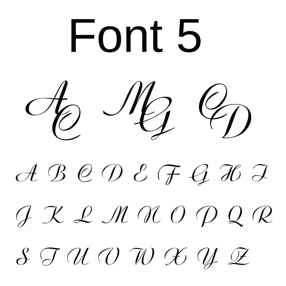 Font 5 monogram alphabet chart with uppercase and lowercase letter styles