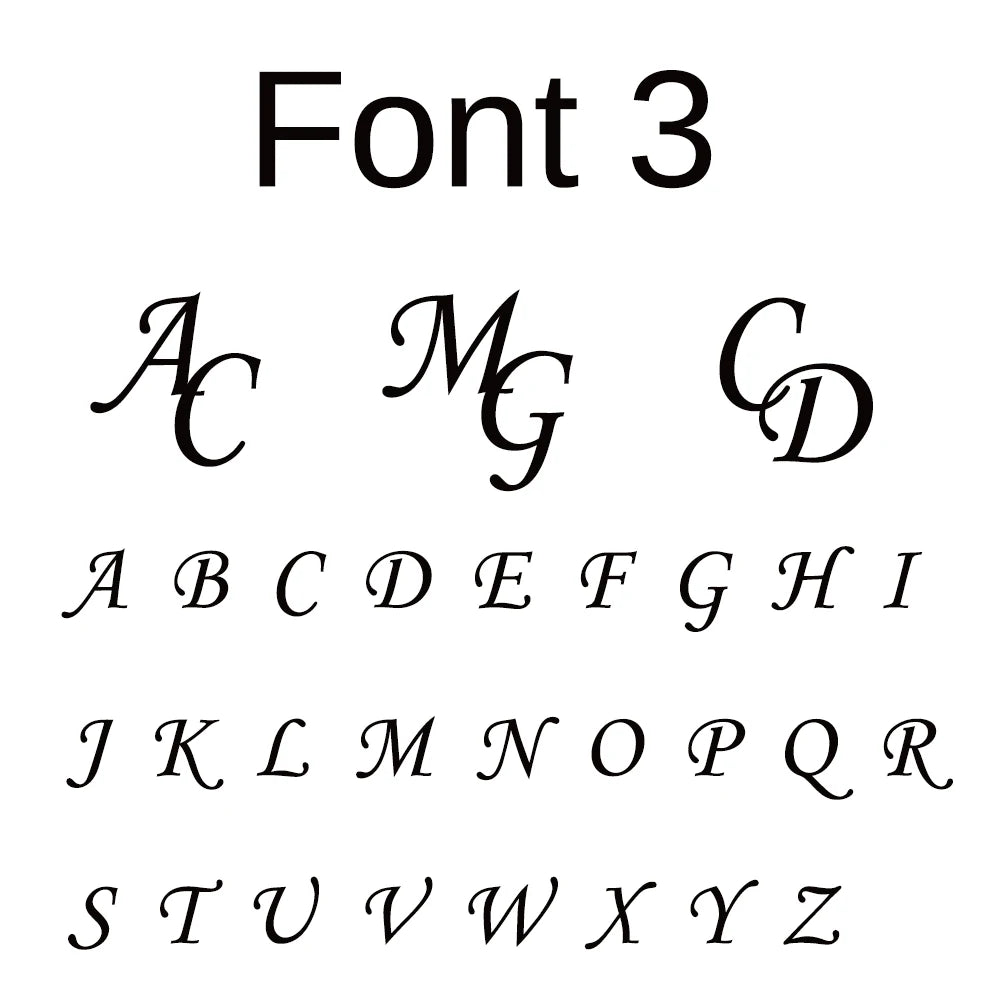 Font 3 monogram alphabet chart with uppercase and lowercase letter styles