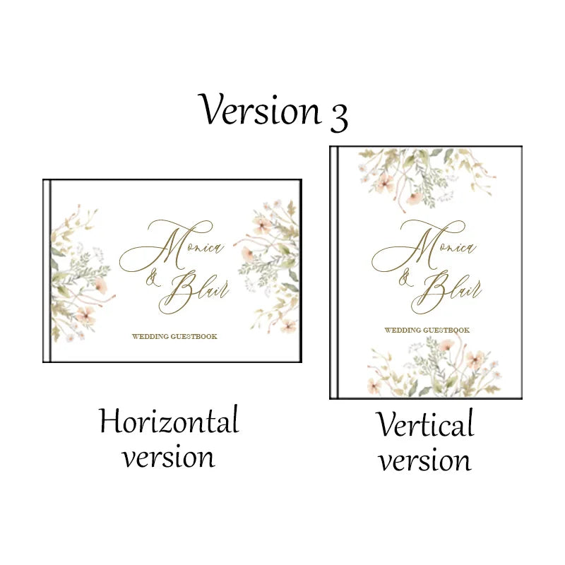 Wedding guest book layout options for Version 3: horizontal and vertical versions