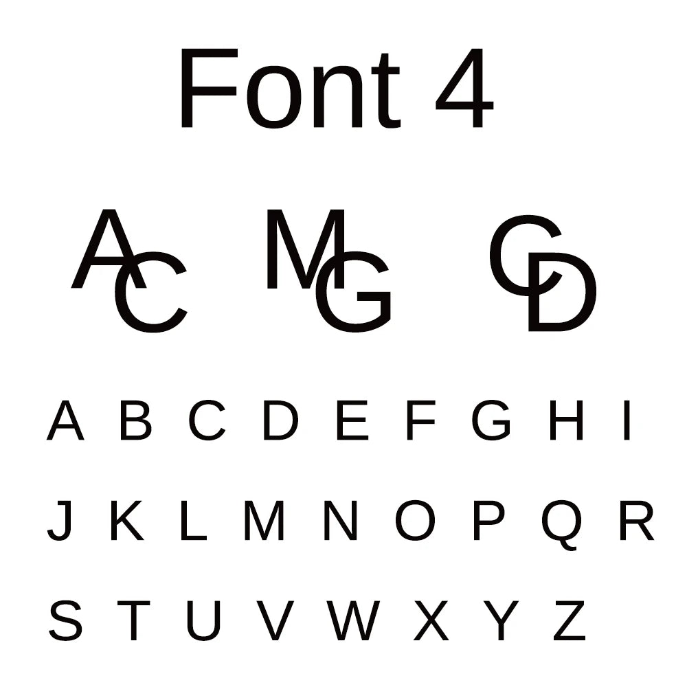 Font 4 monogram alphabet chart with uppercase and lowercase letters
