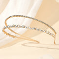 Celine gold double crystal headband featuring clear stones on a slim band