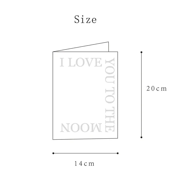 Vow booklet size diagram: 14 cm wide and 20 cm tall with embossed cover text