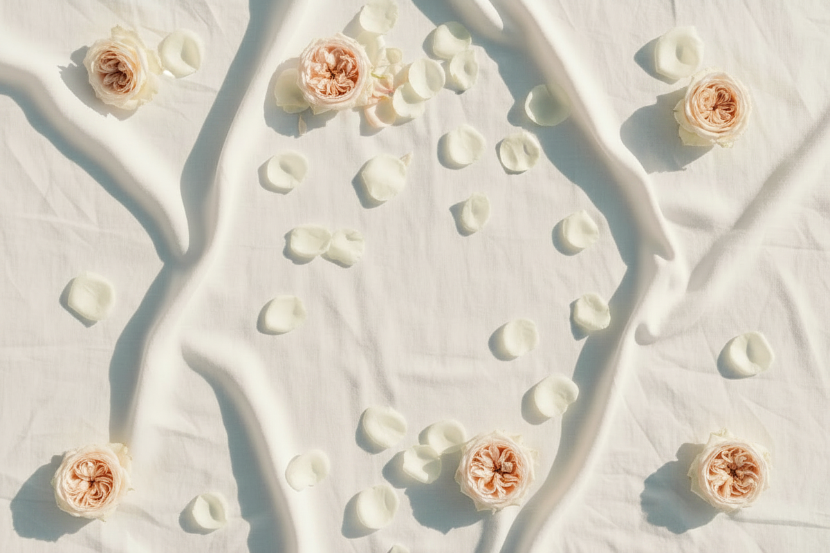 Elegant Linen Background with Roses